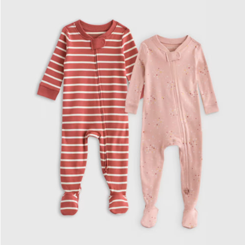 100% Organic Cotton Sleep & Play Footie Pajamas 2-Pack - Baby Girl