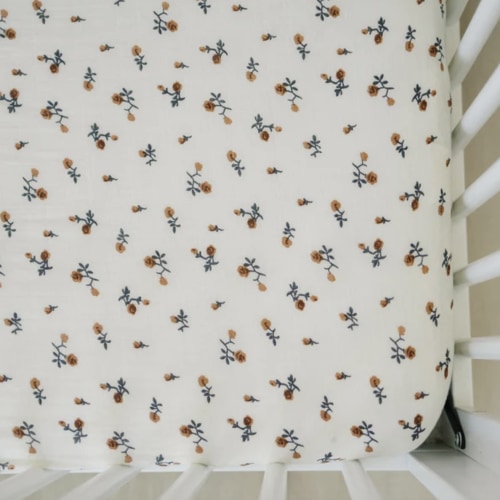 Mebie Baby Cream Floral Muslin Crib Sheet — buybuy BABY