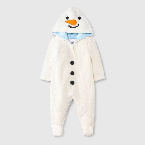 Baby Snowman Christmas Cozy Pram Bodysuit - White