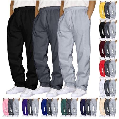 Aniywn Mens 3 Pack Sweatpants Baggy Running Sports Pants Loose Casual Trousers Elastic Waist Drawstring Jogger Sweatpants