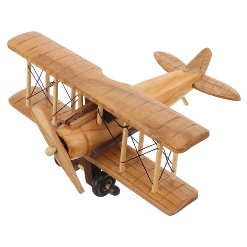 Vintage Airplane Model Wood Ornament Hanging Toy for Boys Room Decoration