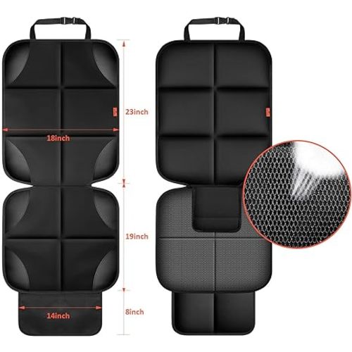XHYANG Car Seat Protector 1 Pack Car Seat Cushion Mat Thickest Padding,Waterproof 600D Fabric Car Seat Covers for Non-Slip Backing Mesh Pockets for Baby and Pet (1 Seat Protector)