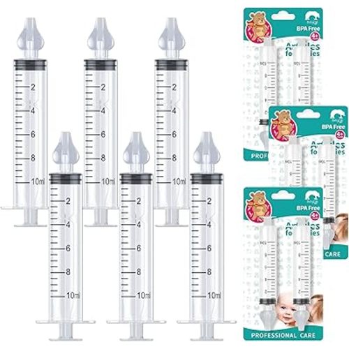 6 PCS 10ml Cleaner Device Syringe with Silicone Suction Tips Portable Cleaner for Baby