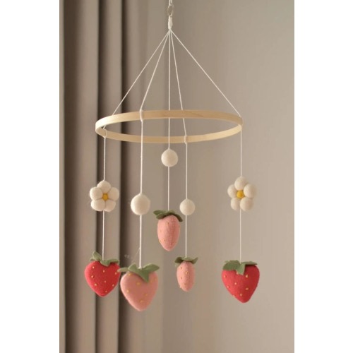 Strawberry felt mobile/nursery decor