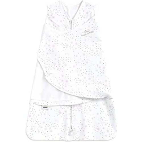 HALO 100% Cotton Sleepsack Swaddle, 3-Way Adjustable Wearable Blanket, TOG 1.5, Midnight Moons Pink, Newborn, 0-3 Months