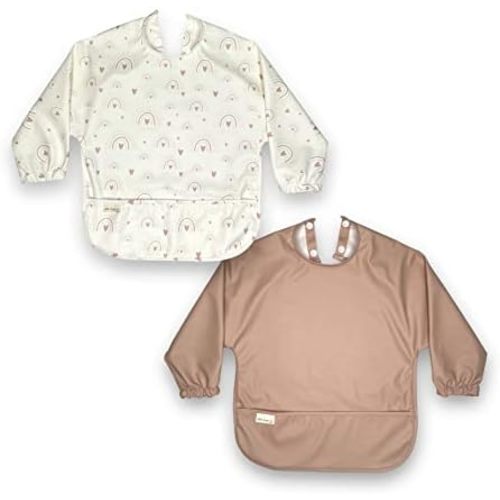 Little Keegs Long Sleeve Baby Bibs - Toddler Art Smock Feeding Baby Apron Eating Shirt Waterproof Wearable Full Sleeved Bib