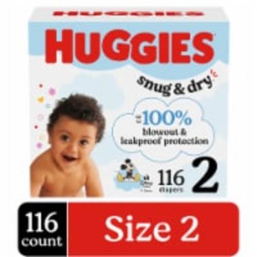 Huggies Snug & Dry Baby Diapers, Size 2 (12-18 lbs), 116 count