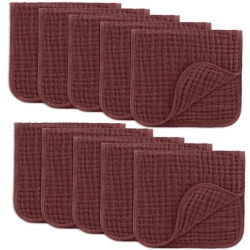 Muslin Burp Cloths Large 100% Cotton By Comfy Cubs (wine, Pack Of 6)