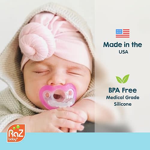 RaZbaby Jollypop Pacifier for Babies 3 Months and Up, USA Made, Natural Shaped Orthodontic Binky, Lovingly Shared in NICUs & Hospitals Worldwide, Medical-Grade 100% BPA-Free