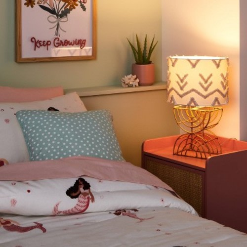 Boho Rattan Kids' Table Lamp  - Pillowfort™: Off-White Drum Shade, UL Listed, 60W Max