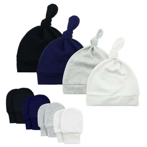 FOREEMME Newborn Infant Baby Boys Hat Mittens Set Cotton Gloves Beanie Skull Caps Hats for Baby 0-6 Months