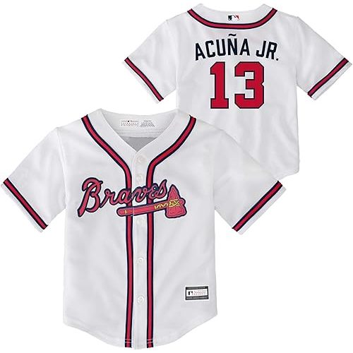 Ronald Acuna Jr. Atlanta Braves MLB Baby Infants 12-24 Months White Home Player Jersey