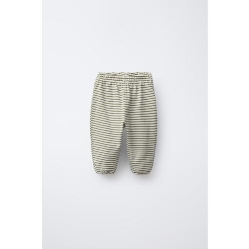 STRIPED JOGGER PANTS - Ecru / Khaki | ZARA United States
