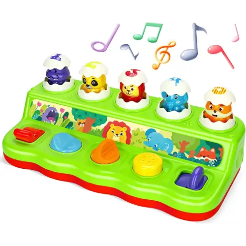 YEEBAY Pop Up Animals Toy with Music & Sound, Early Developmental Toy for 12-18 Months Baby, Infants & Toddlers,1 Year Old Girls & Boys