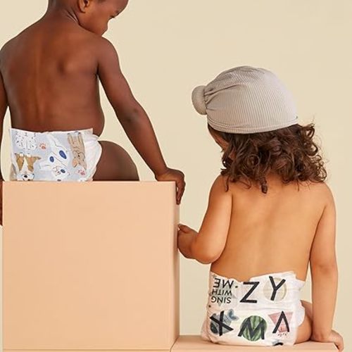 The Honest Company Clean Conscious Diapers | Plant-Based, Sustainable | All The Letters + It's a Pawty | Super Club Box, Size 6 (35+ lbs), 68 Count