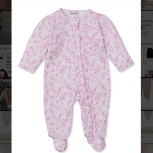 Old English Roses Pink Zip Footie