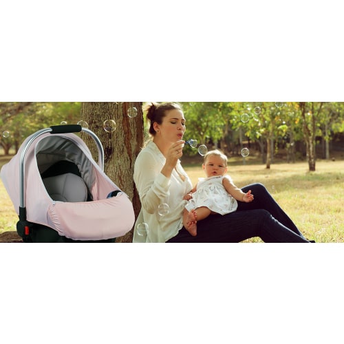 Car Seat Covers for Babies, Original Infant Car Seat Cover for Boys Girls, Kick-Proof Carseat Canopy with Adjustable Breathable Mesh Peep Window & Pocket, Universal Carrier Cover Newborn Shower Gift - Grey-Blue