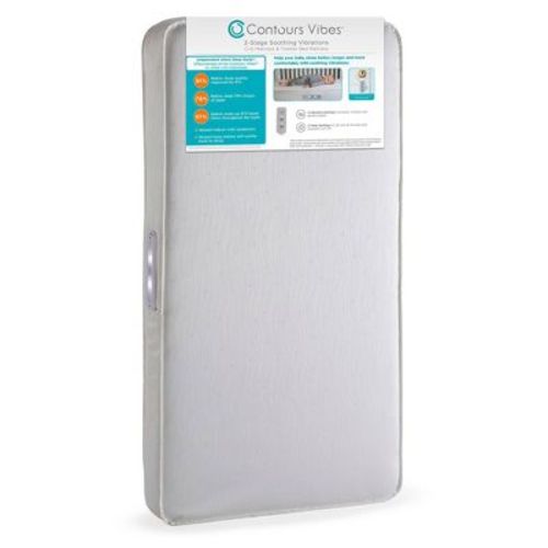 Contours Vibes 2-Stage Soothing Vibrations Crib Mattress and Toddler Mattress - White