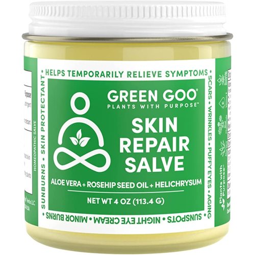 Green Goo Skin Repair Healing Salve, Natural Body & Face Moisturizer with Aloe Vera, Improves Skin's Appearance, Great for Scarring & Wrinkles, 4 Oz