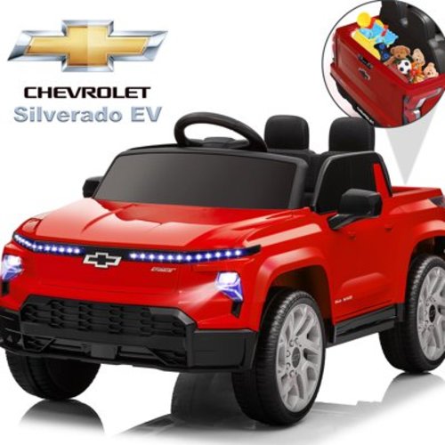 Chevrolet Silverado EV 12V Kids Ride on Car, Wisairt Battery Powered Electric Vehicle w/ Remote Control (Red)