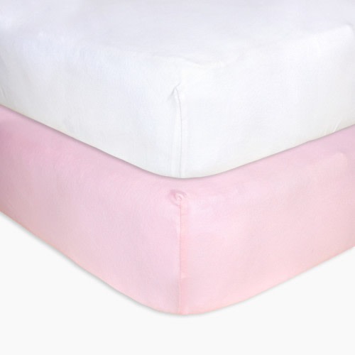 Burt's Bees Baby Organic Cotton Fitted Crib Sheets for Standard Crib and Toddler Mattresses (2 Pack) - Blossom/Cloud
