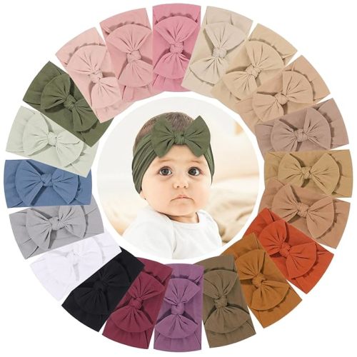 20pcs Baby Nylon Headbands With Bow Elastic Hairband For Girls Newborn Infant Toddlers Kids Hair Accessories