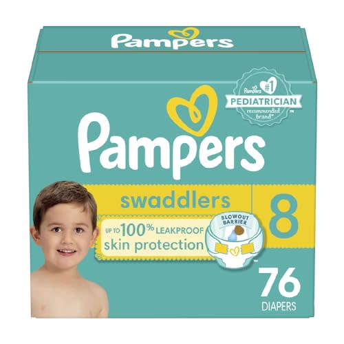 Pampers Baby Diapers - Swaddlers - Size 8, 76 Count, Ultra Absorbent Disposable Infant Diaper