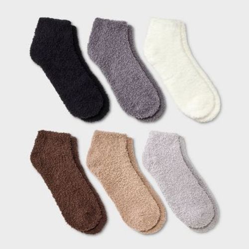 Women's 6pk Cozy Low Cut Socks - Assorted Color 4-10: Knit Lightweight Banded Cuff
