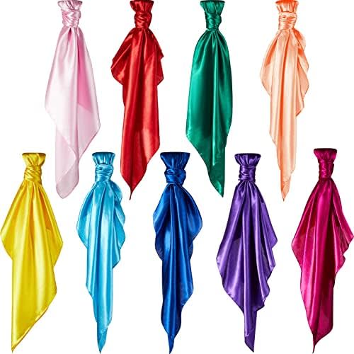 Geyoga 9 Pcs Fabric Play Scarves Rainbow Play Dance Scarves Creative Pretend Juggling Dress 35 x 35 Inch