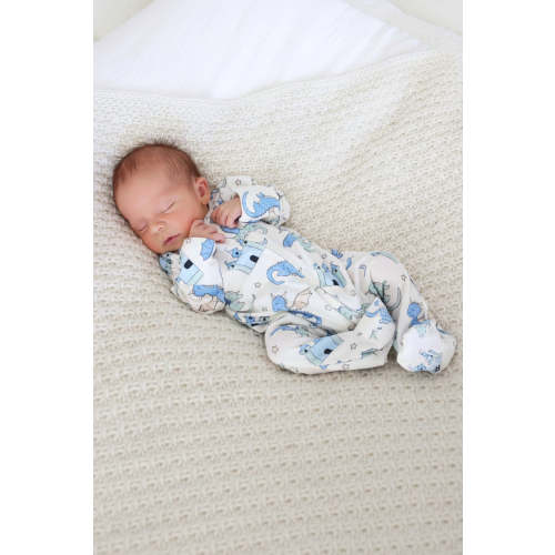Dragon Adventure Zipper Footie | Blue
