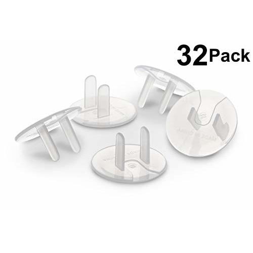 Outlet Plug Covers (32 Pack) Clear Child Proof Electrical Protector Safety Caps by Jool Baby Products