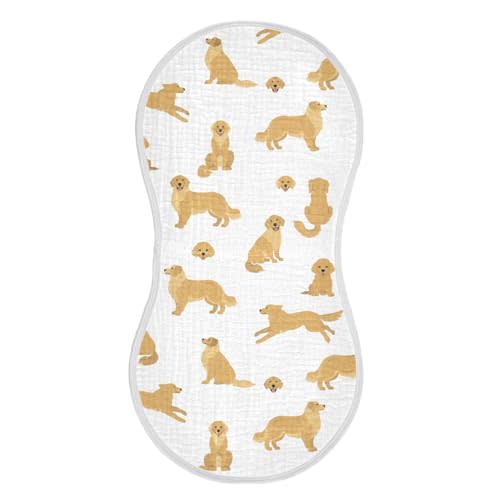 vvfelixl Baby Burp Cloths Golden Retriever Dogs Baby Newborn Cotton Burping Cloths Set Baby Washcloths 4 Pack
