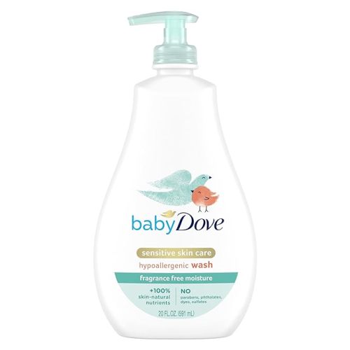 Baby Dove Sensitive Skin Care Baby Wash For Bath Time, Moisture Fragrance Free and Hypoallergenic, Washes Away Bacteria 20 oz - Unscented - 20 Fl Oz (Pack of 1)