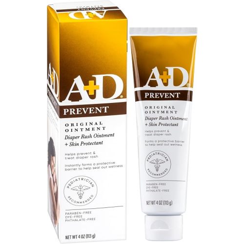A+D Original Diaper Rash Ointment Prevents & Treats Diaper Rash, Moisturizing Skin Protectant with Vitamins A & D, Healing Skin Ointment for Dry and Cracked Skin 4oz