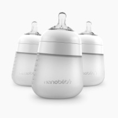 Nanobebe Flexy Silicone Baby Bottle - White, 9oz, 3