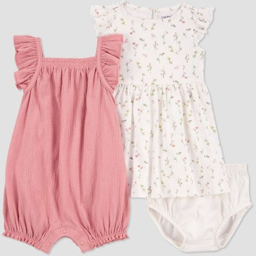 Carter's Just One You®️ Baby Girls' 2pk Floral Dress Set - Pink/Cream, Size: Newborn