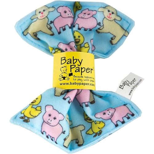 Original Baby Paper - Crinkle Teether and Sensory Toy for Babies and Infants | Farm Animal Print | Non-Toxic, Washable | Great for Baby Showers