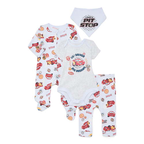 Pixar Cars Baby Layette Newborn Essentials Gift Set, 4-Piece, Sizes Newborn-12 Months