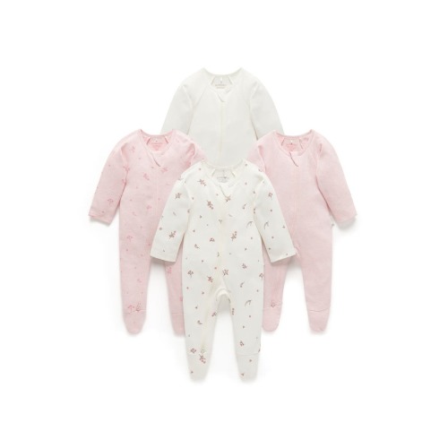 4 Pack Zip Footie Girls, Newborn