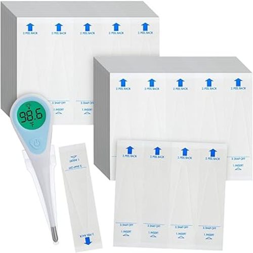 Juvale 100-Pack Disposable Digital Thermometer Probe Covers - Oral, Rectal, Armpit Temperature Reading Sheath Sleeves