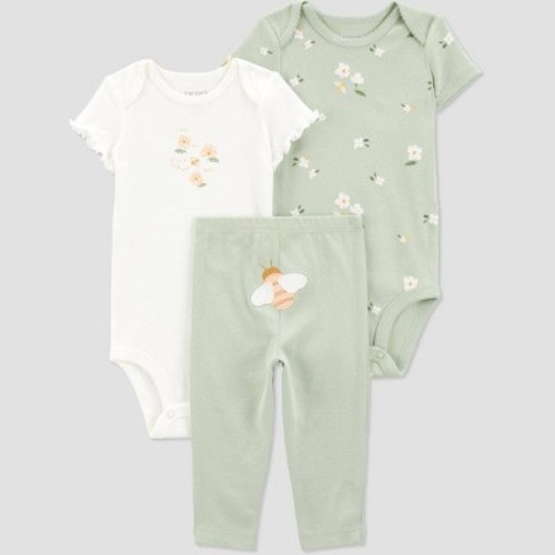 Carter's Just One You®️ Baby Girls' Floral Printed Top & Bottom Set - Green 3M