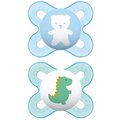 MAM Original Start Newborn Baby Pacifier, Best Pacifier for Breastfed Babies, Sterilizer Case, 2 Pack, 0-3 Months, Boy