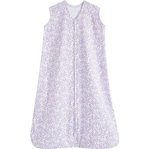 HALO SleepSack, 100% Cotton Wearable Blanket, Swaddle Transition Sleeping Bag, TOG 0.5, Aster Flowers-purple, Small, 0-6 Months