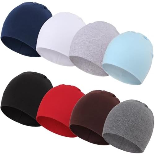 DRESHOW BQUBO 8 Pack Unisex Baby Beanie Hat Infant Toddler Kid Hats Baby Soft Cute Knit Cap Nursery Beanie
