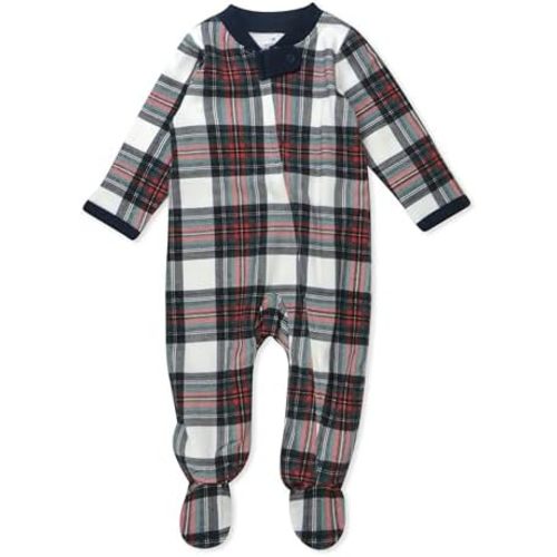 HonestBaby Baby Holiday Sleep and Play Footed Holiday Pajamas One-piece Sleeper Zip-front Organic Cotton Pjs