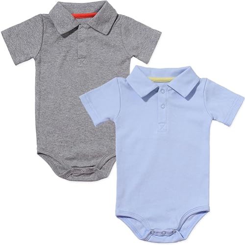 Jimonda Baby Boy Girl Collared Bodysuit,Polo Short Sleeve Romper, Pure Color Baby Clothes,Organic Cotton …