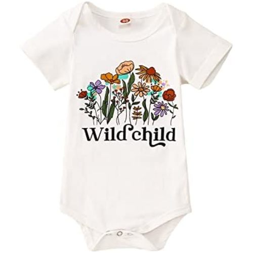 Ritatte Newborn Infant Girls Boys Onesie Bodysuit Cute Wild Child Flower Funny Romper One-Piece Baby Gift Clothes