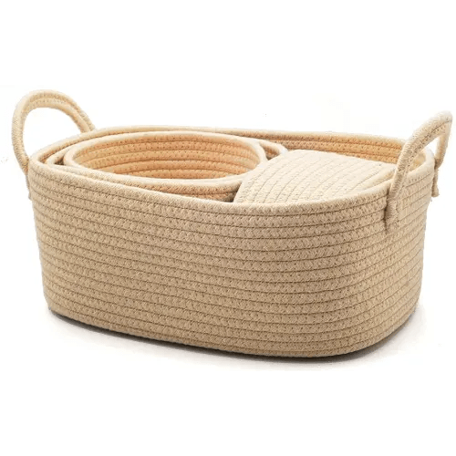 Acrola 4-Pack 100% Cotton Rope Woven Decorative Storage Baskets (Cream White), ST04004