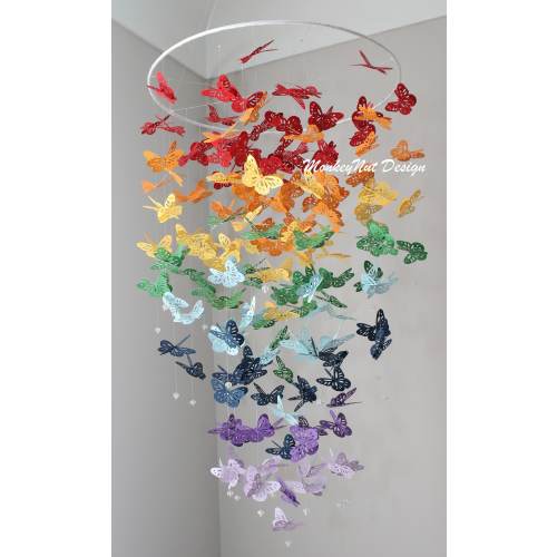 Butterfly mobile/bright and cheerful/Multicolour butterfly mobile/rainbow mobile/crib Mobile/Baby shower/Nursery Decor/Baby Nursery/gift.