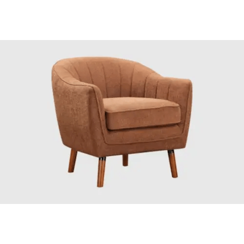 Kyrie Rust Brown Fabric Accent Barrel Armchair | Solid | Club Chair
